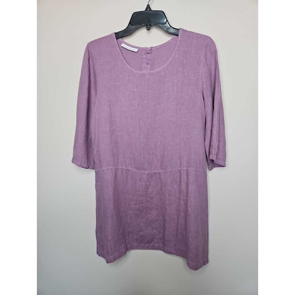 Bryn Walker Top Women XS Purple Linen Tunic Lagenlook Minimalist Relaxed Artsy